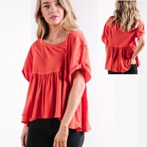 Free People Odyssey Oversized Loose Fit Peplum Tee Shirt szS
